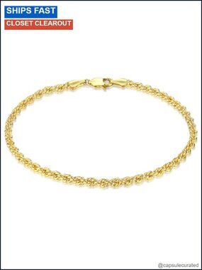 14k Gold Filled Rope Chain Bracelet 3mm Dainty Stackable Women
